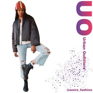 URBAN OUTFITTERS Dawn Satin Black Bomber Puffy Jacket!